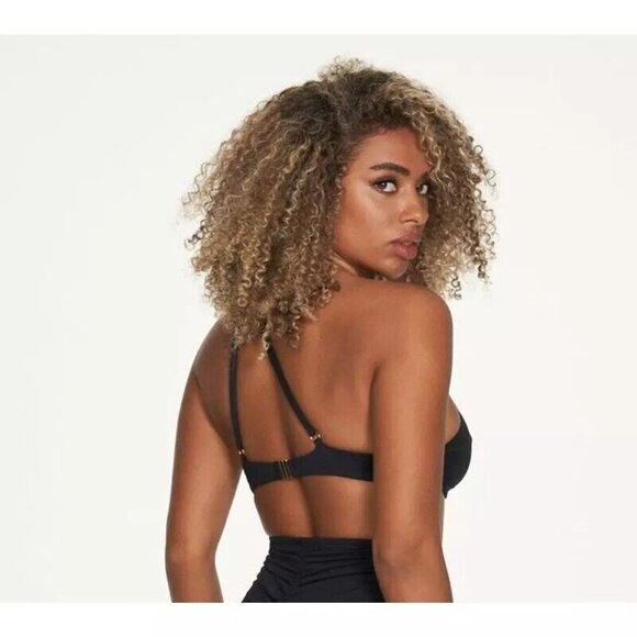 NWT Frederick's of Hollywood  SZ 3X Taormina Black One Shoulder Swim Bikini Top - Picture 2 of 2